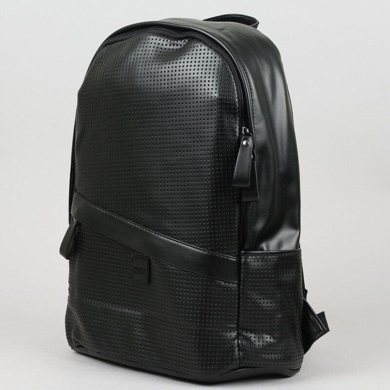 Urban Classics Perforated Leather Imitation Backpack černý
