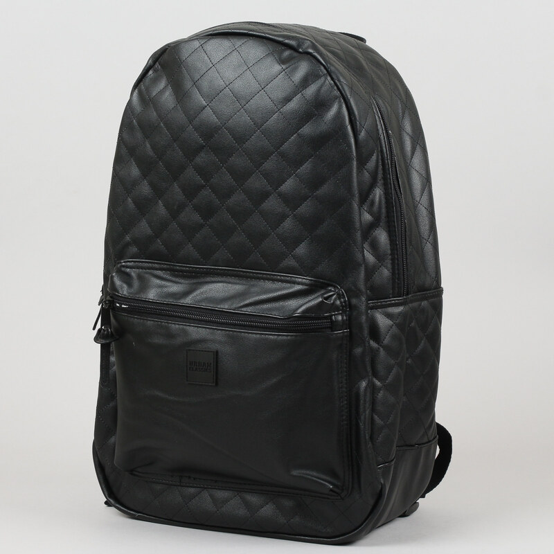 Urban Classics Diamond Quilt Leather Imitation Backpack černý