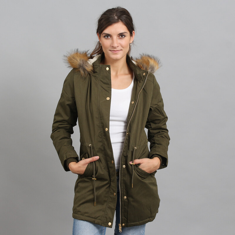 Urban Classics Ladies Sherpa Lined Peached Parka olivová