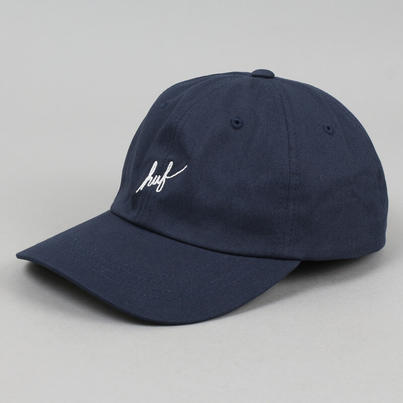 Huf Script Logo Curve Brim Hat navy