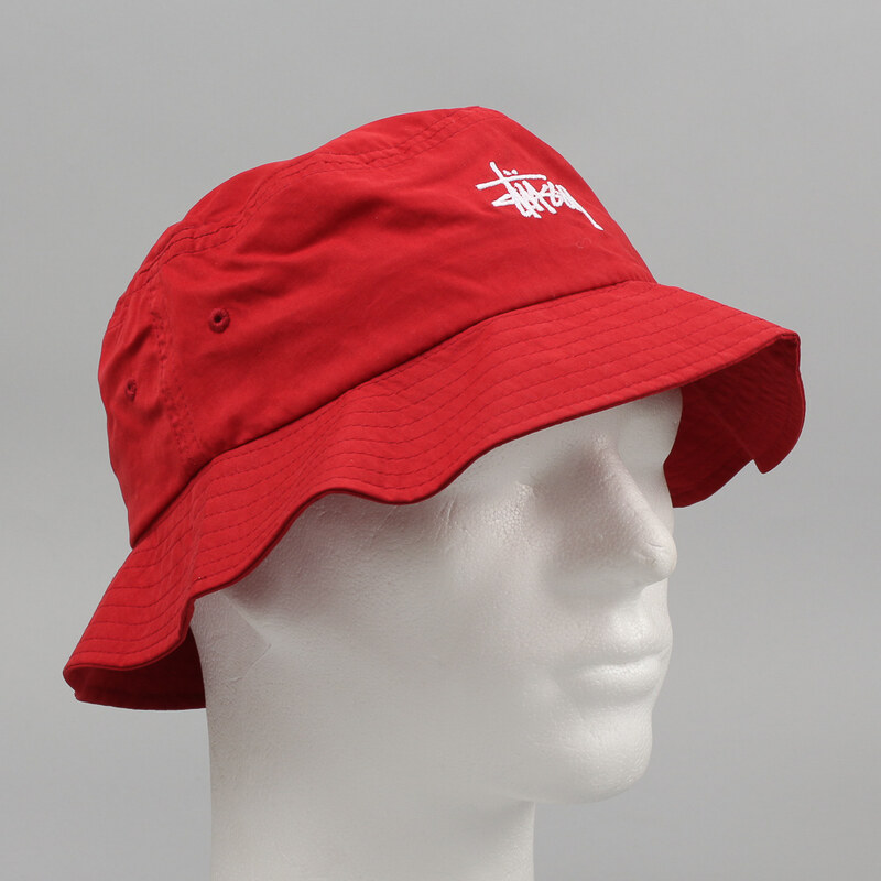 Stussy Classic Logo Bucket Hat červený