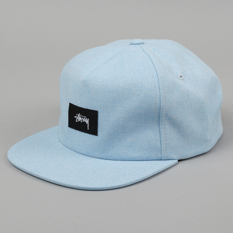 Stussy Cotton Linen Twill Strapback světle modrá