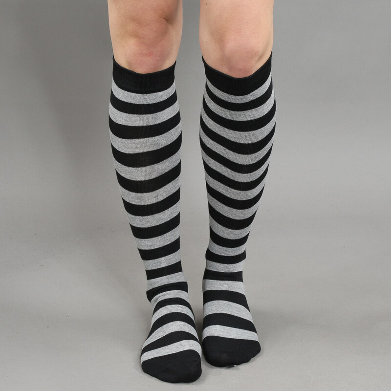 Urban Classics Ladies Striped Socks černé / tmavě šedé