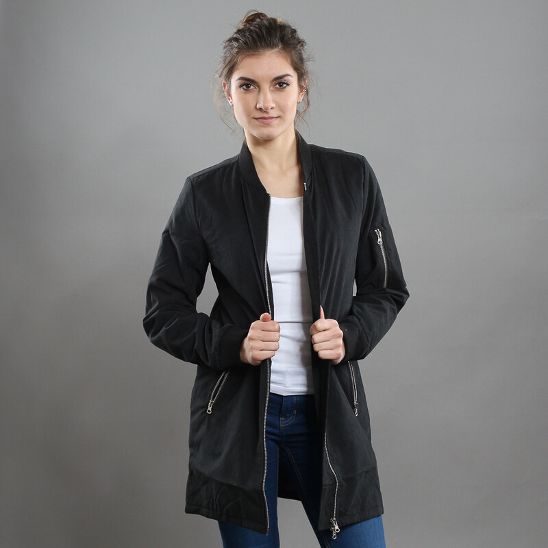 Urban Classics Ladies Peached Long Bomber Jacket černá