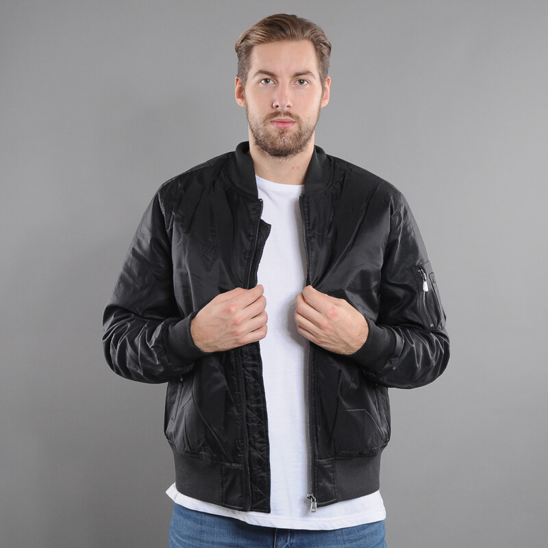 Urban Classics Basic Bomber Leather Imitation Sleeve Jacket černá