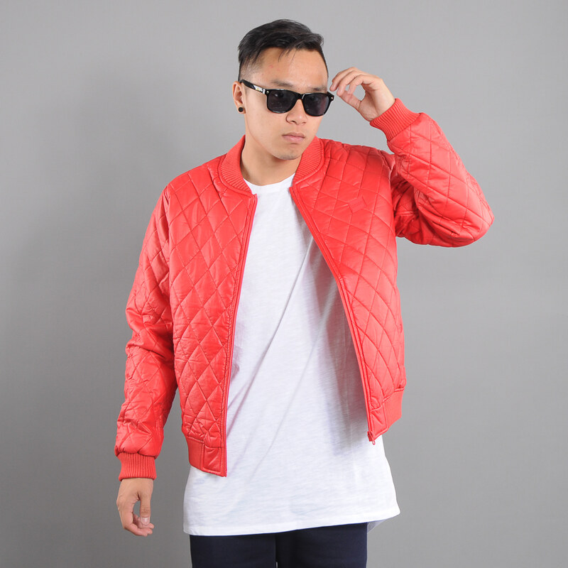 Urban Classics Diamond Quilt Leather Imitation Jacket červená