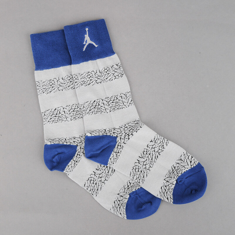 Jordan Elephant Striped Crew Socks modré / šedé / černé (basketbal)