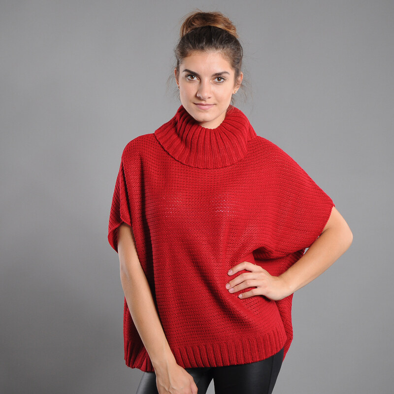 Urban Classics Ladies Knitted Poncho vínový