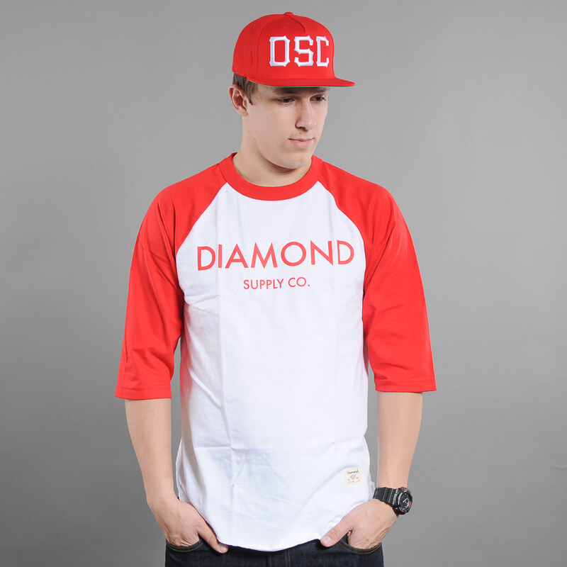 Diamond Supply Co. Diamond Classic Raglan bílé / červené