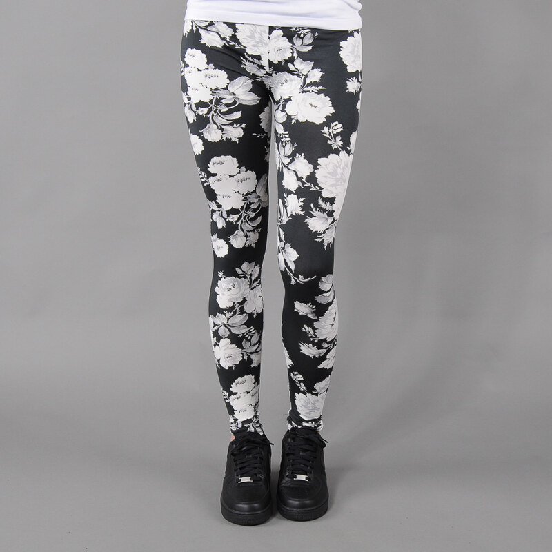 Urban Classics Ladies Flower Leggings černé / bílé / šedé