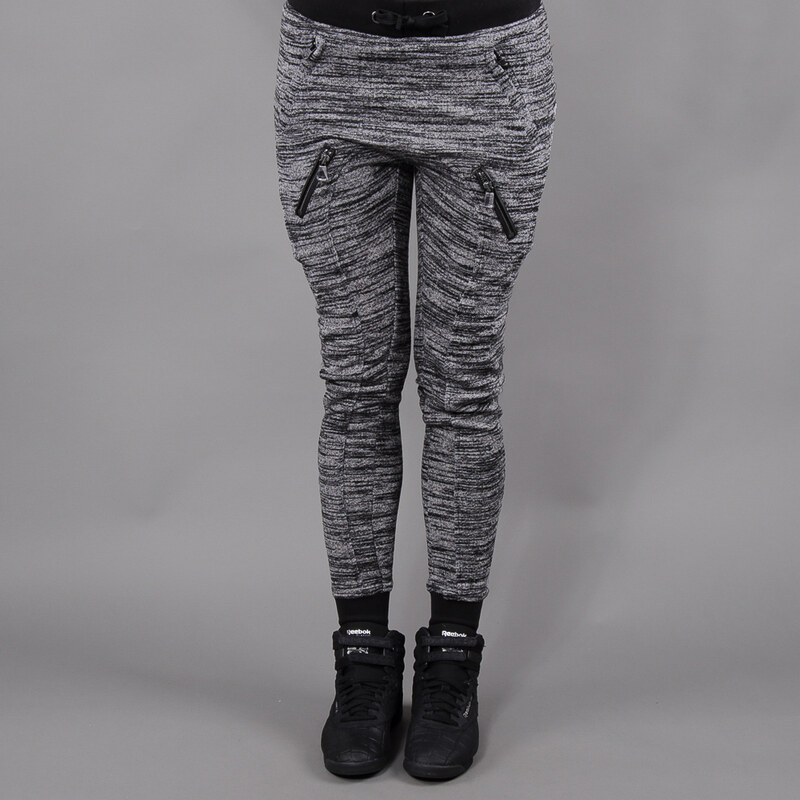 Urban Classics Ladies Fitted Melange Zip Sweatpants melange černé / šedé