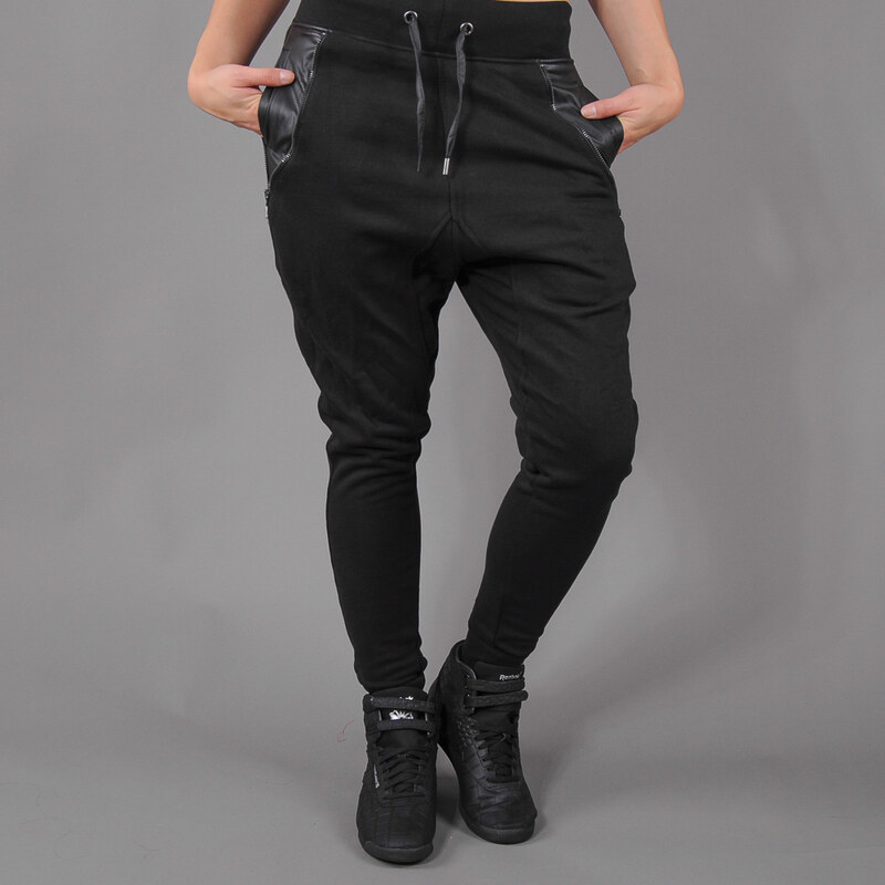 Urban Classics Ladies Side Zip Leather Pocket Sweatpant černé