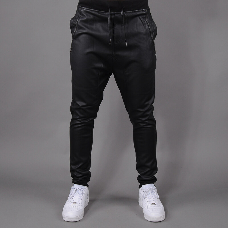 Urban Classics Deep Crotch Leather Imitation Pants černé