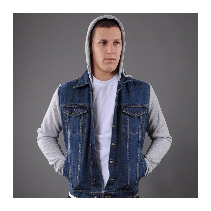 Urban Classics Hooded Denim Fleece Jacket denim blue
