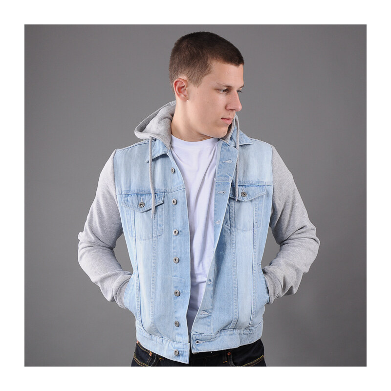 Urban Classics Hooded Denim Fleece Jacket light blue