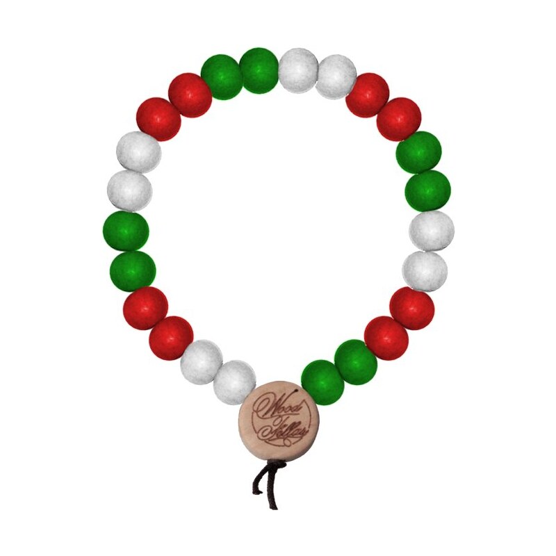 MD Wood Fellas Deluxe Pearl Bracelet 9 bílý / červený / zelený