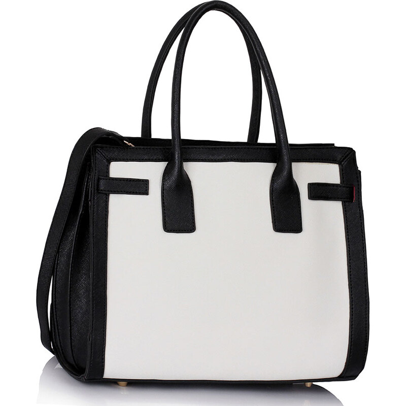 LS fashion LS dámská kabelka 325 s držadly černo-bílá