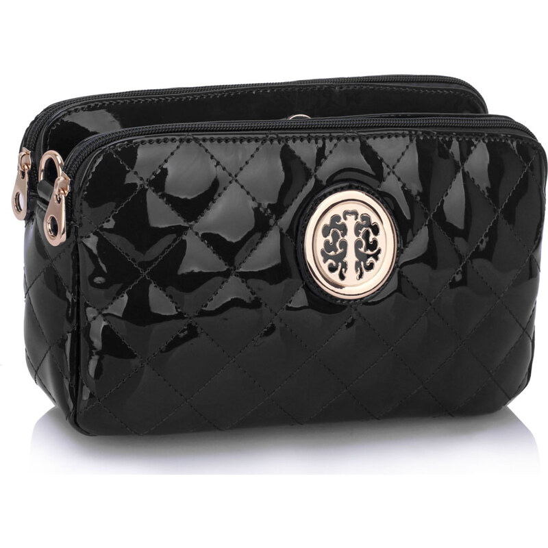 LS fashion LS dámská lakovaná crossbody kabelka LS00388 černá