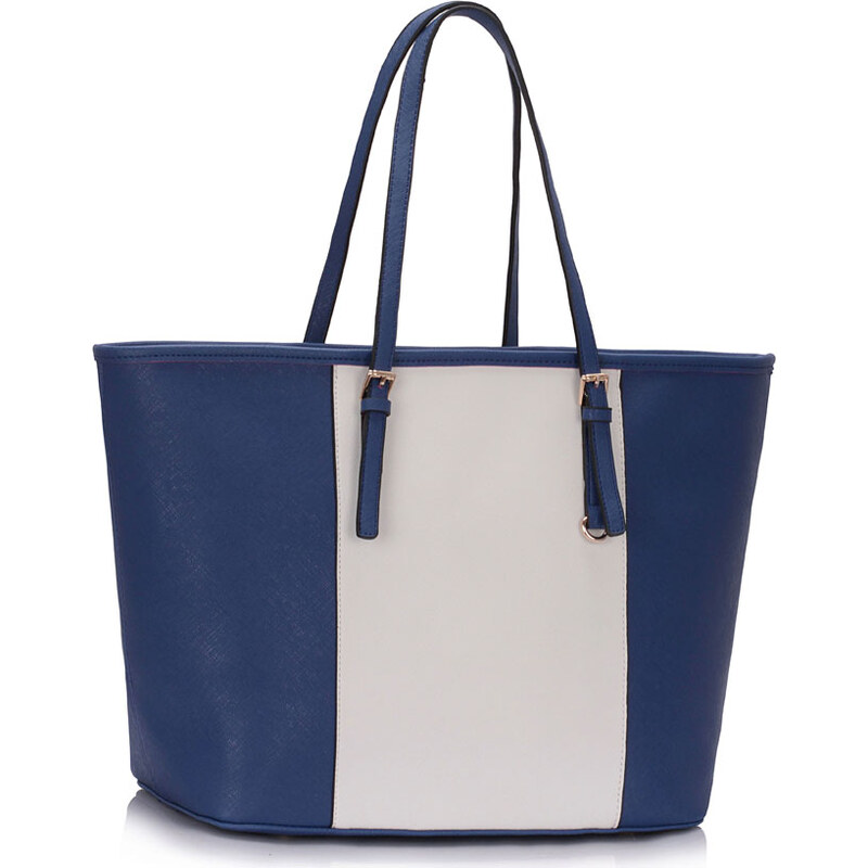 LS fashion LS dámská prostorná kabelka 297 modro-bílá