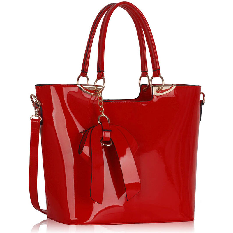 LS fashion Ls dámská lakovaná kabelka s mašlí LS00348 červená