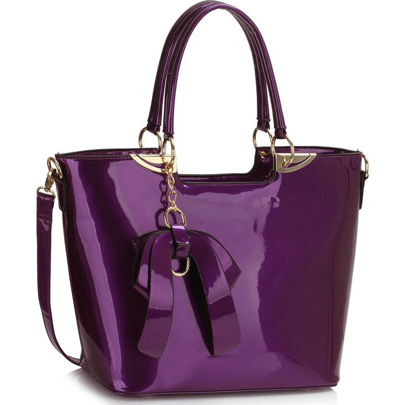 LS fashion Ls dámská lakovaná kabelka s mašlí LS00348 fialová
