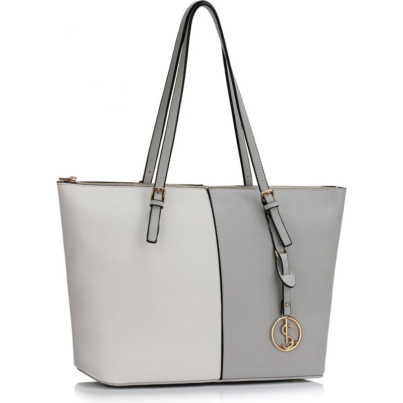 LS fashion dámská kabelka přes rameno LS00476 šedá-bílá