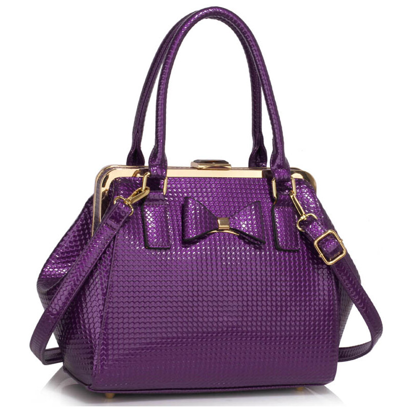 LS fashion LS dámská kabelka retro s mašlí LS00258B fialová