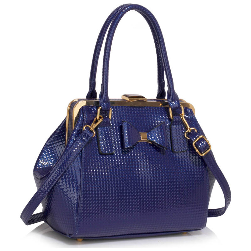 LS fashion LS dámská kabelka retro s mašlí LS00258B modrá