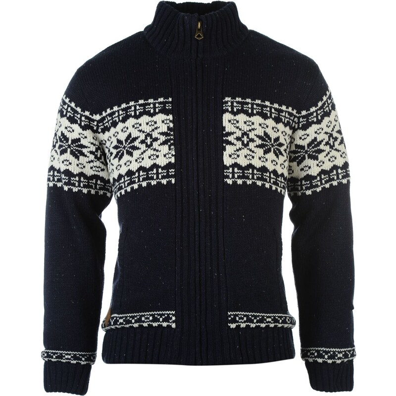 mikina SoulCal Fleece Lined Knitted Cardigan Navy/Cream