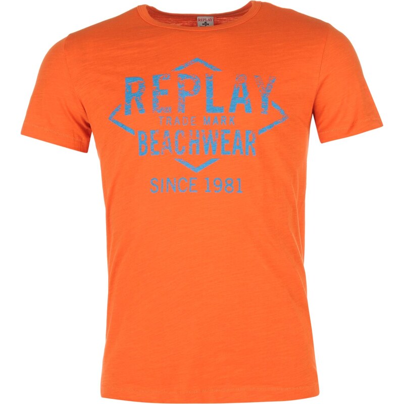 Tričko Replay Beachwear pán. oranžová