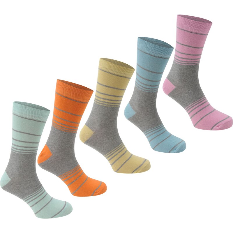 Fabric Pastel Marl 5 Pack Mens Socks, greymarl/pastel