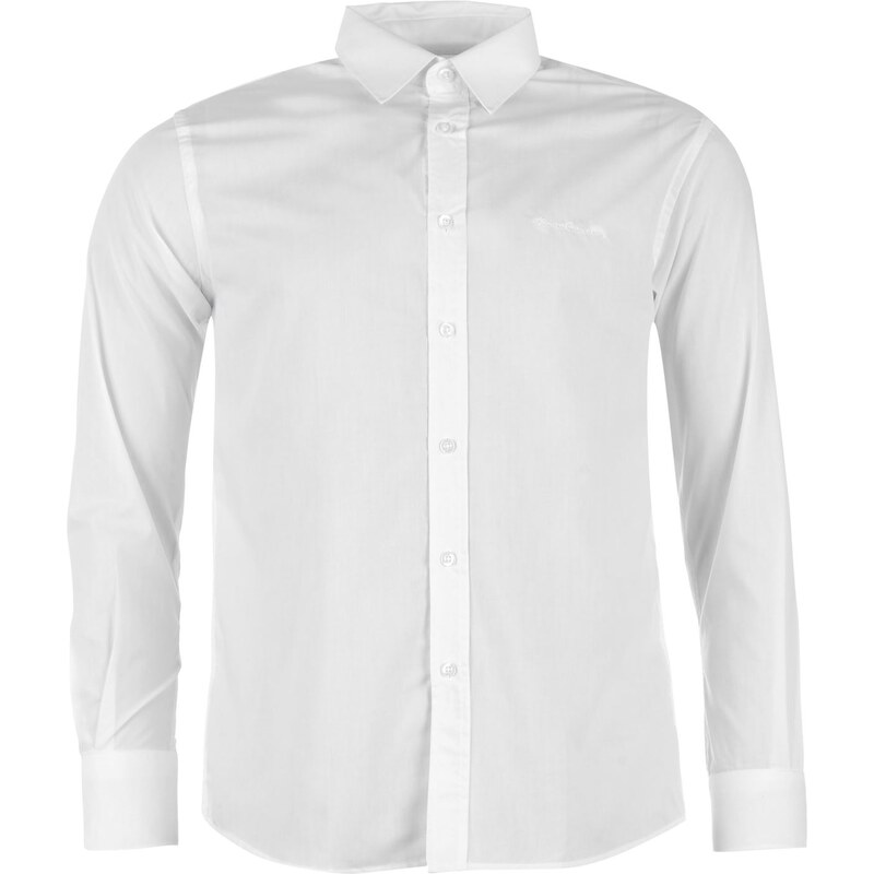Pierre Cardin Long Sleeve Shirt Mens Plain White