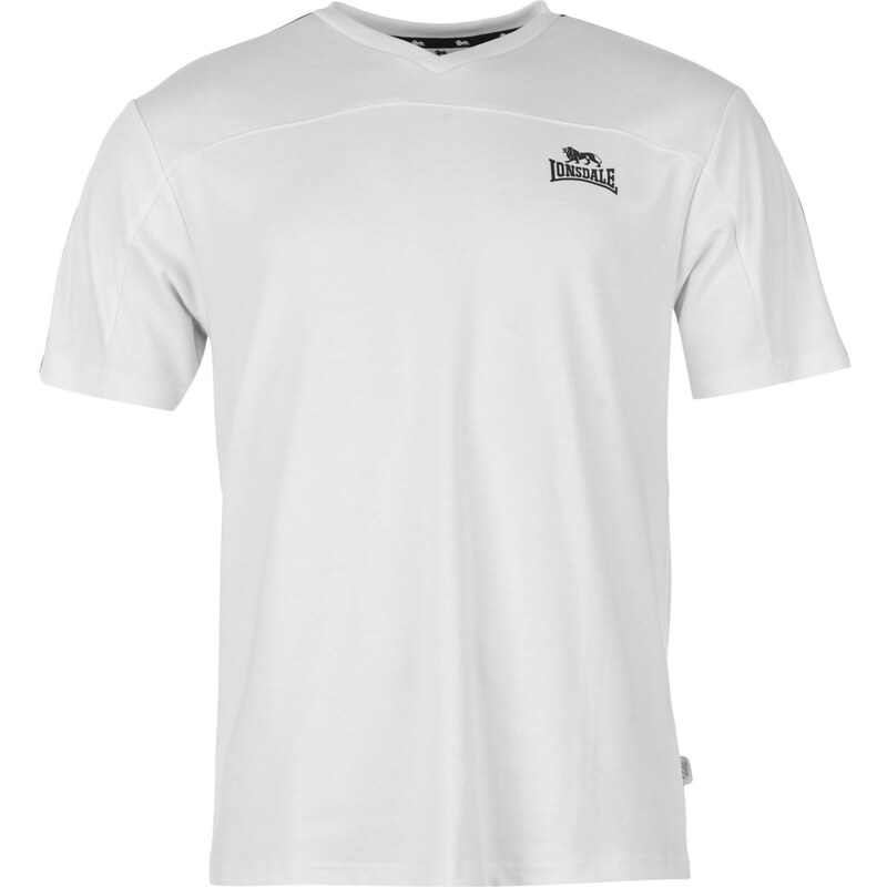 Sportovní tričko Lonsdale 2 Stripe V Neck pán. bílá/námořnická modrá