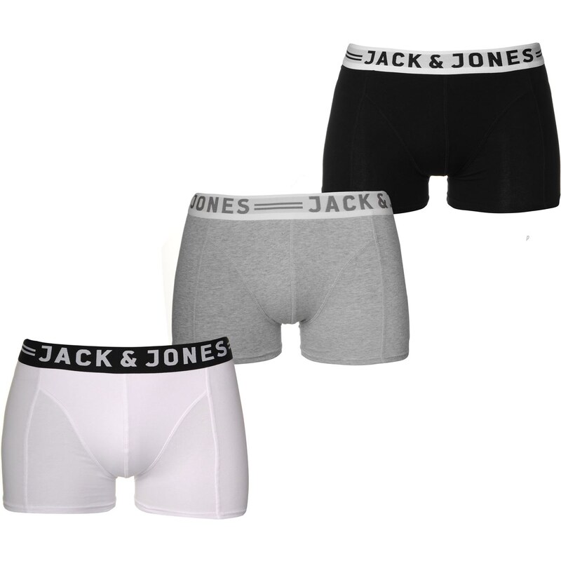 Jack and Jones Sense pánské boxerky 3 kusy blk/Wht/Grey