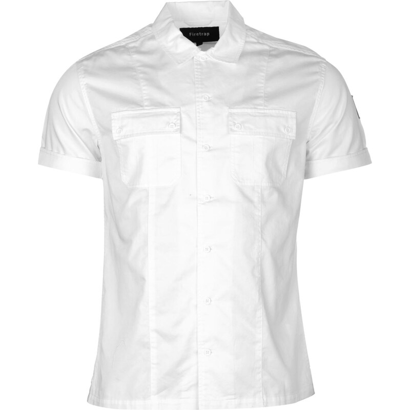 Košile s krátkým rukávem Firetrap Double Pocket pán. bílá