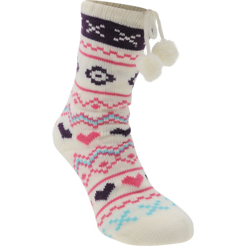 Mega Value Ladies One Pair Design Slipper Socks, cream