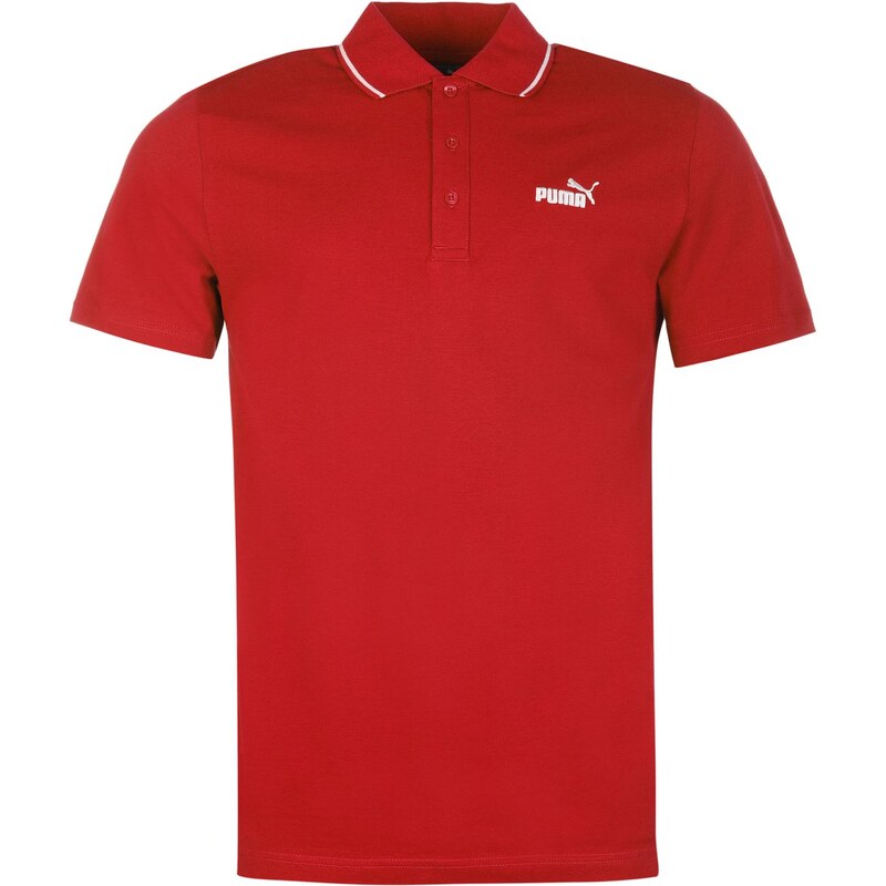 Puma No 1 Logo Pique Polo Shirt Mens Red/White