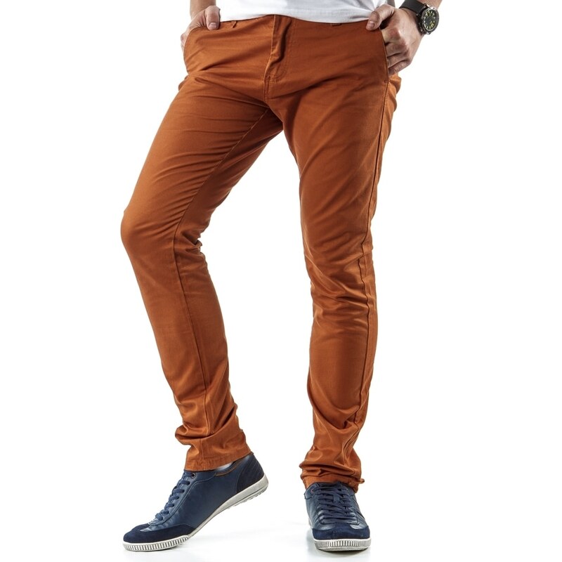 Buďchlap Pohodlné oranžové kalhoty pro pány