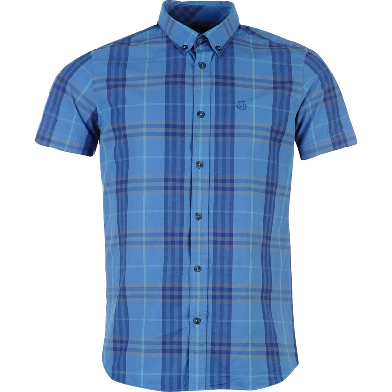 Duck and Cover Hart Check Short Sleeve Shirt Blue