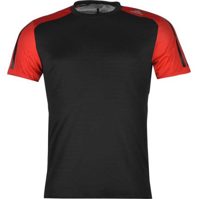 Adidas Response Short Sleeve T Shirt Mens, black/ray red