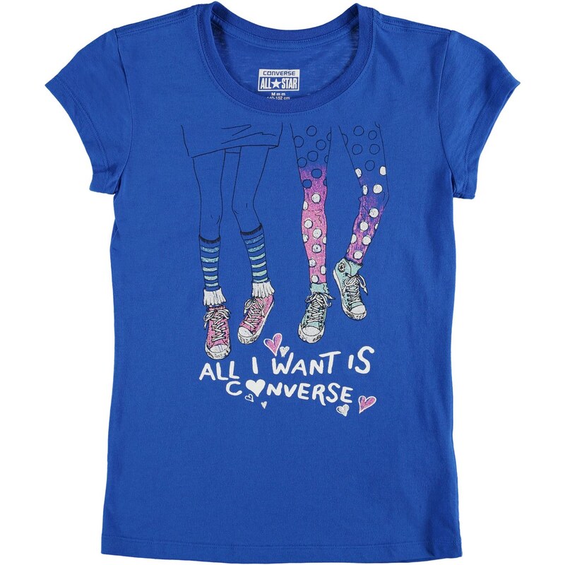 Triko Converse Short Sleeve TShirt dětské Girls Vision Blue