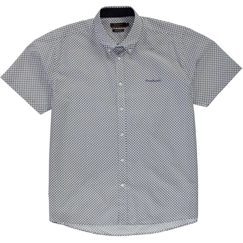 Pierre Cardin XL Short Sleeve Shirt pánské Wht/Navy Geo