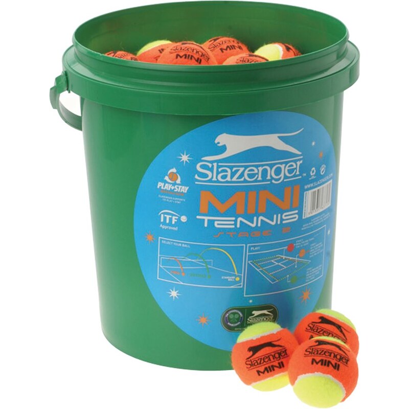 Slazenger Mini Tennis Orange Balls 5 Dozen Bucket, orange