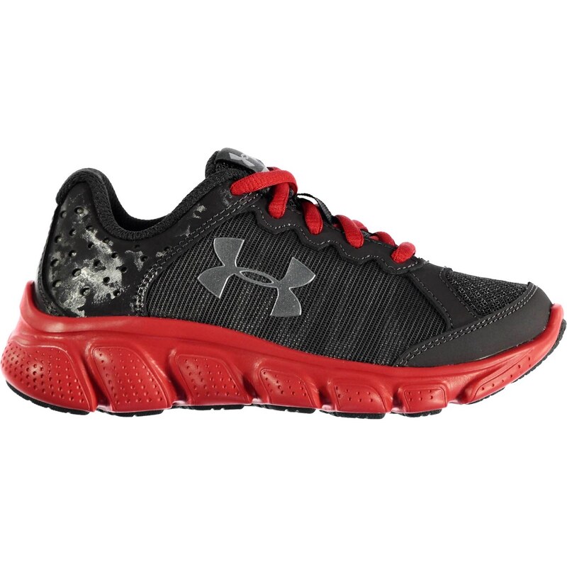 Under Armour UnderArmour Classic Tech Childrens Trainers Charcoal/Red