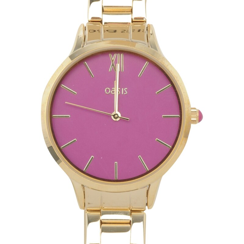 Oasis Ladies B1489 Analoue Watch, gold/pink