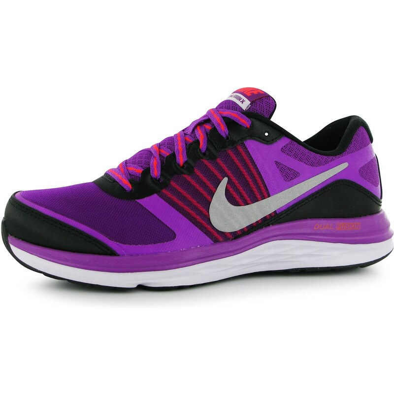 Nike Dual Fusion X dětské Girls Trainers Purple/Silv/Blk