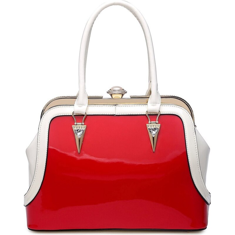 Moda Handbag Červeno-bílá lakovaná kabelka L970