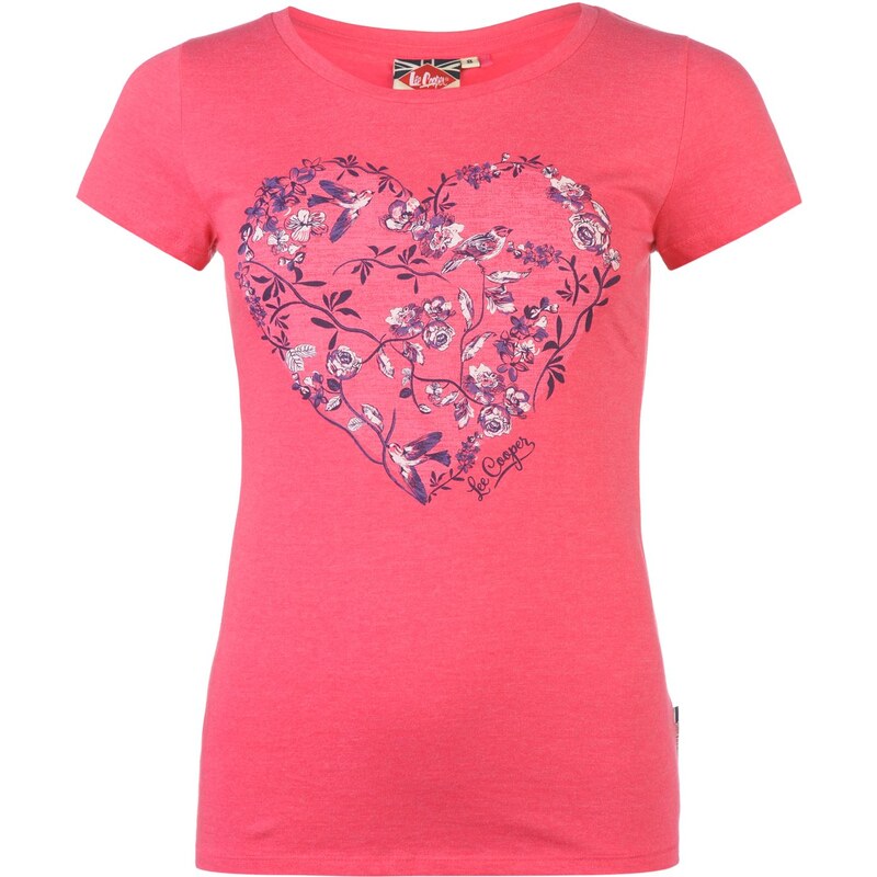 Triko Lee Cooper Graphic T Shirt dámské Hot Pink Marl