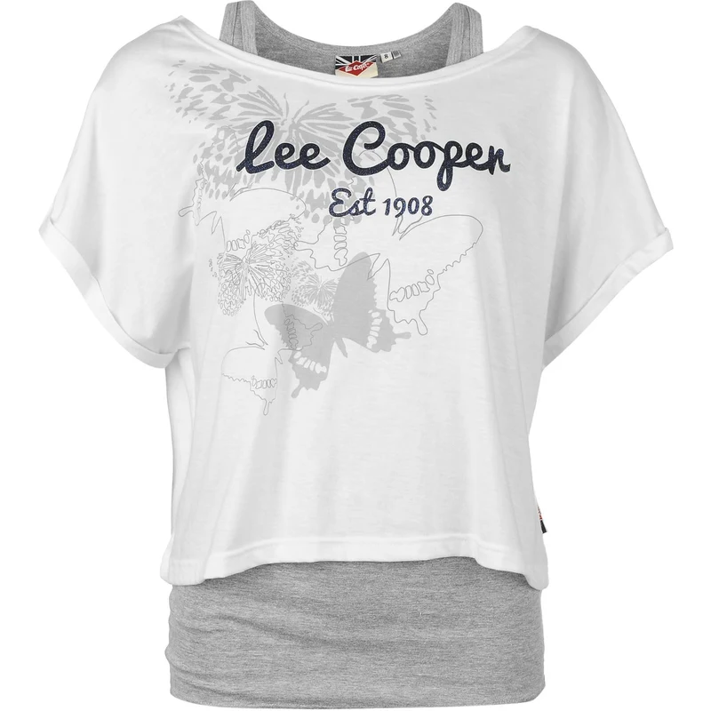 Triko Lee Cooper Short Sleeve Double Layer T Shirt dámské Cream/Grey M -  GLAMI.cz