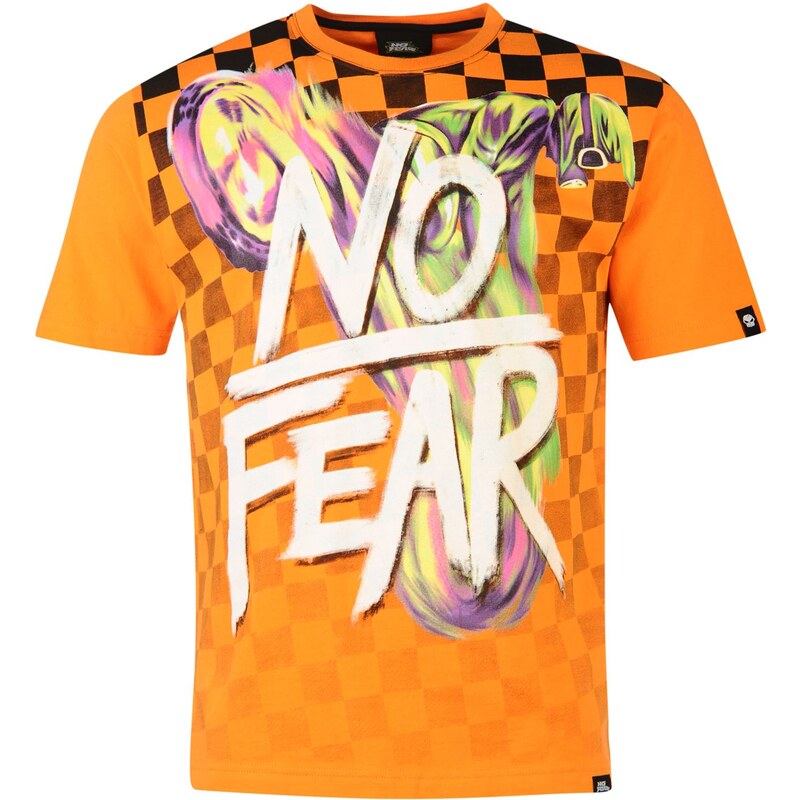 Triko pánské No Fear Moto Graphic Orange Checker